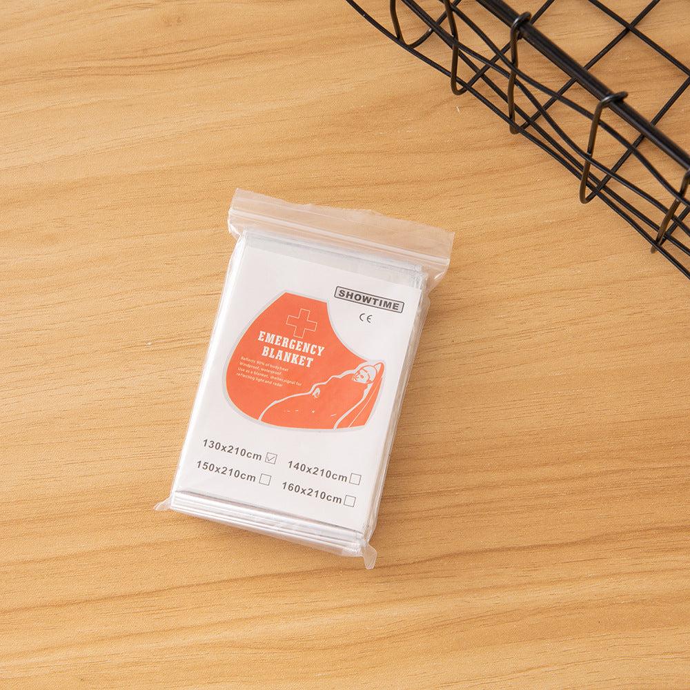 Double-sided silver and gold emergency blanket for outdoor thermal survival use