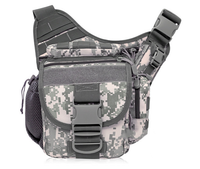 Outdoor saddle bag for SLR cameras with waterproof fabric and spacious compartments in Jungle Digital pattern
