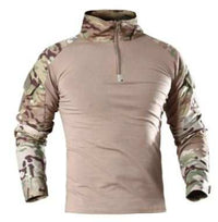Men's tactical shirt with moisture-wicking fabric and multiple utility pockets for outdoor and active use