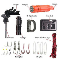 Compact Outdoor Adventure SOS Survival Gear Set with fishing tools and essential survival items in black case