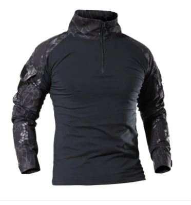 Men's tactical shirt with moisture-wicking fabric and multiple utility pockets for outdoor and tactical use