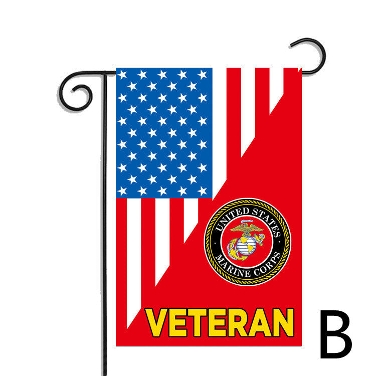 Polyester American Veteran garden flag displaying patriotic design