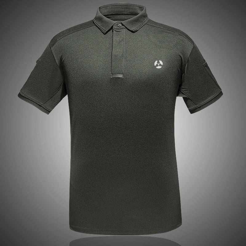 Men's quick-dry tactical polo shirt in green for outdoor activities