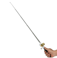 Compact aluminum pocket fishing rod folded into pen-style for portable outdoor fishing