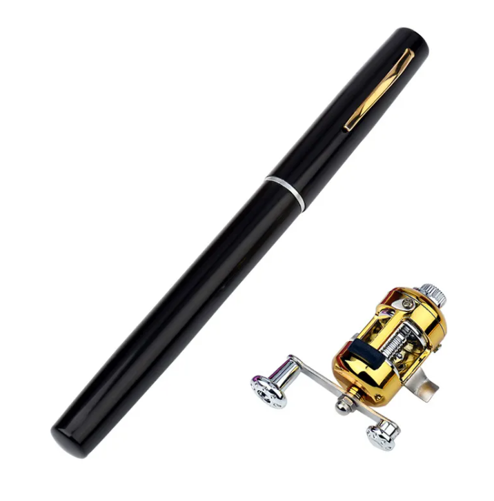 Compact aluminum pocket fishing rod in pen-style design for portable fishing trips