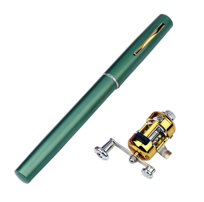 Compact aluminum pocket fishing rod in pen-style design, ideal for portable fishing and outdoor adventures