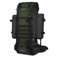 MARDINGTOP 65+10L Tactical Backpack in black with rain cover and adjustable straps