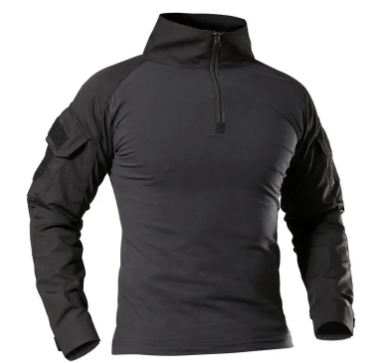 Men's tactical shirt with breathable fabric, moisture-wicking technology, and multiple utility pockets for outdoor and tactical use