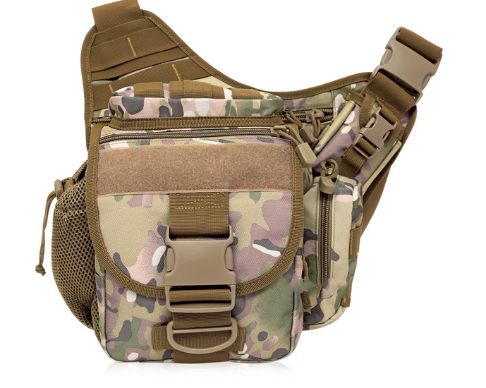 Large waterproof outdoor saddle bag for SLR cameras with jungle digital pattern