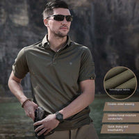 Men's quick-dry tactical polo shirt for outdoor activities in multiple colors