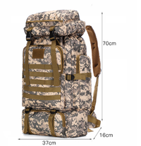 MARDINGTOP 65+10L Tactical Backpack in black with rain cover and adjustable straps for outdoor adventures