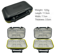 Compact fishing gear accessory box in green made from durable ABS plastic for organized lure storage