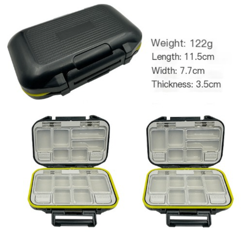 Compact fishing gear accessory box in green made from durable ABS plastic for organized lure storage