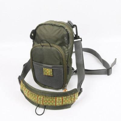 Multi-pocket crossbody bag for fishing gear in trendy colors with multiple compartments and compact design