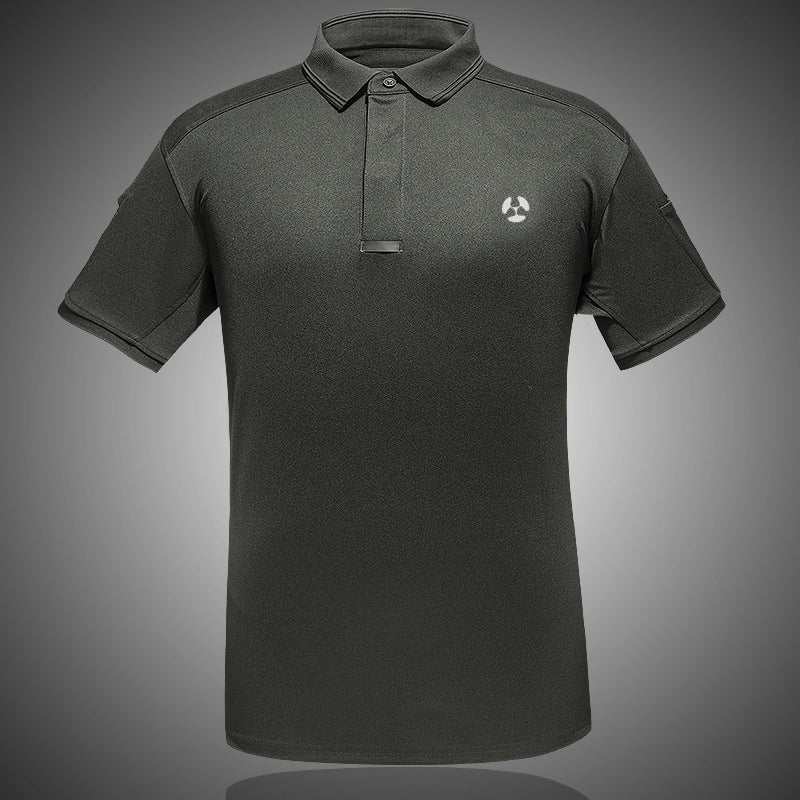 Men's quick-dry tactical polo shirt in green for outdoor activities