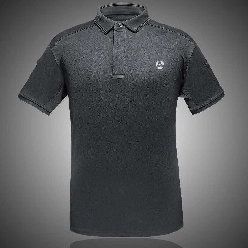 Men's quick-dry tactical polo shirt for outdoor activities in breathable fabric